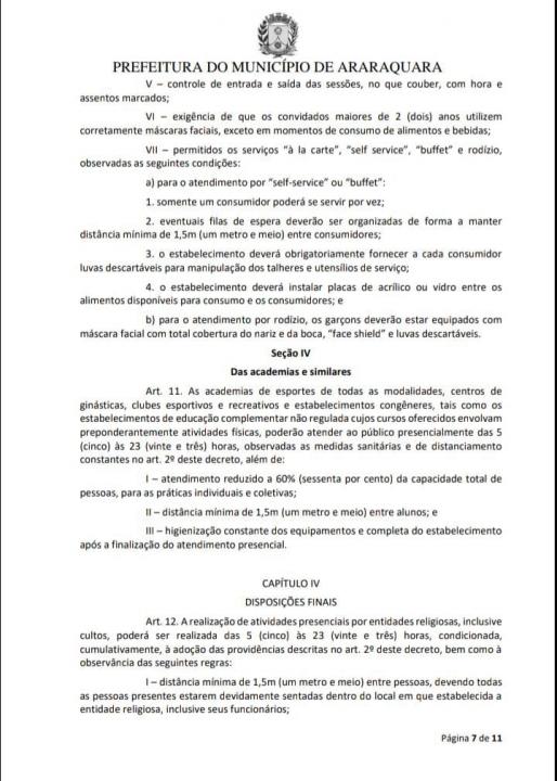 Foto 7 de 11 — Veja o novo decreto que flexibiliza o comércio em Araraquara